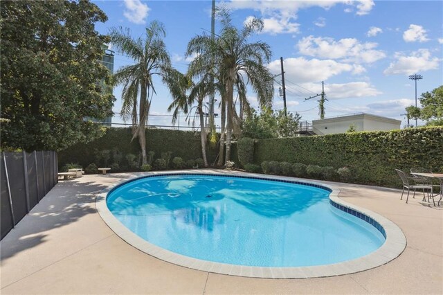 view of swimming pool with a patio area