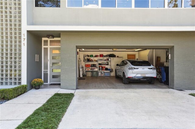 garage with a carport