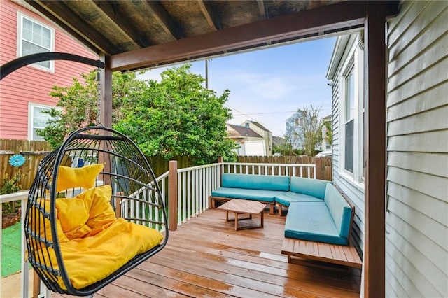 deck with an outdoor living space