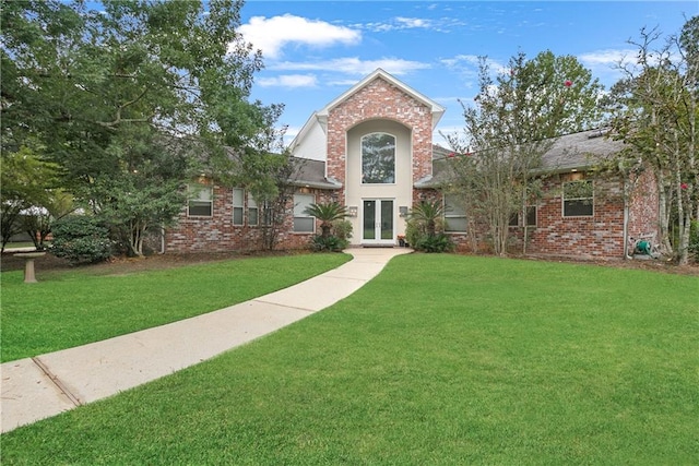 view of front of home with a front yard