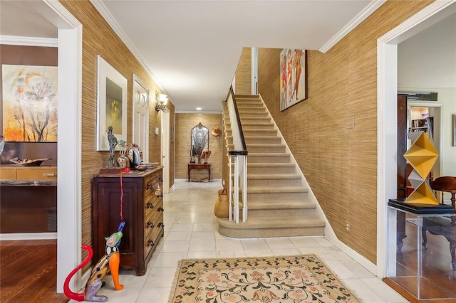 interior space with crown molding