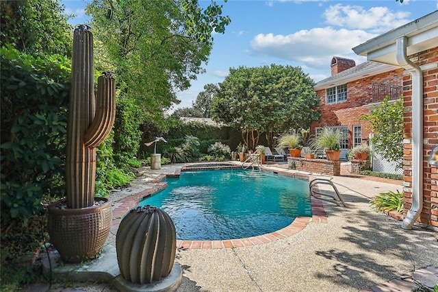 view of swimming pool featuring a patio area