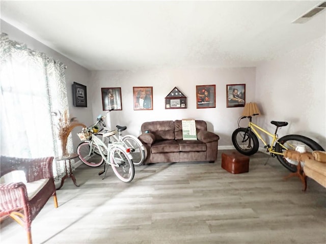 living room featuring light wood-type flooring