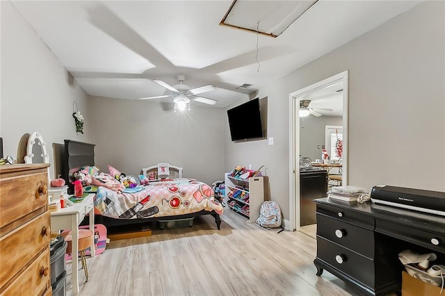 2329 Nile St, Gretna, LA 70056 - bedroom with attic access, wood finished floors, and ceiling fan