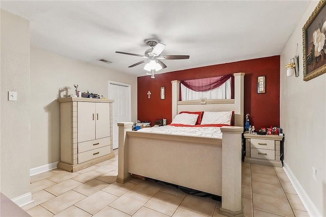 2329 Nile St, Gretna, LA 70056 - bedroom featuring ceiling fan, light tile patterned floors, and baseboards