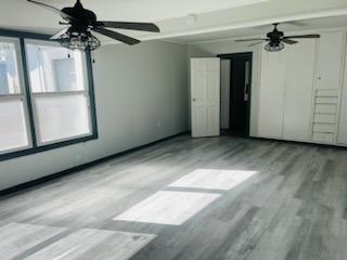 spare room featuring light hardwood / wood-style flooring and ceiling fan