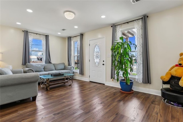 entrance foyer with dark wood-type flooring