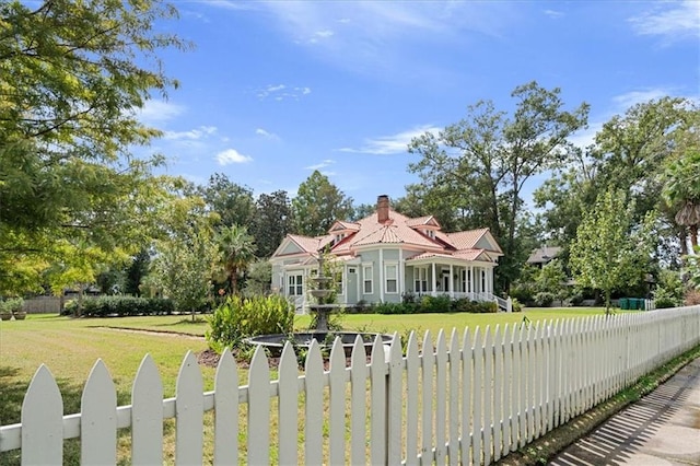 view of front of home featuring a front yard