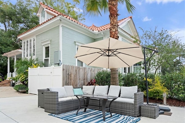 view of patio with an outdoor living space