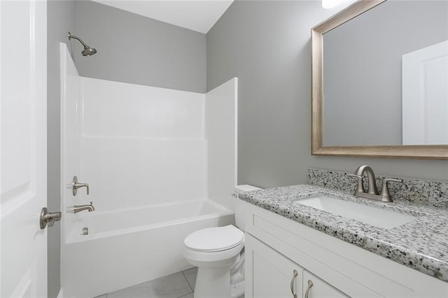 full bathroom with vanity, toilet, and shower / bathing tub combination