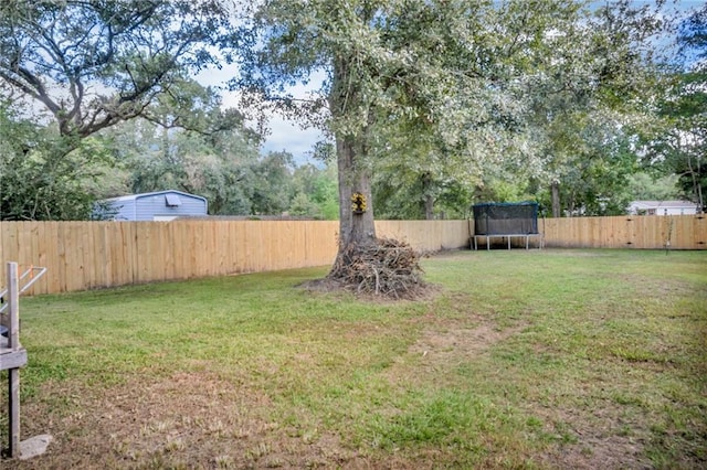 view of yard with a trampoline