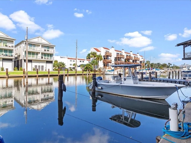 dock area featuring a water view