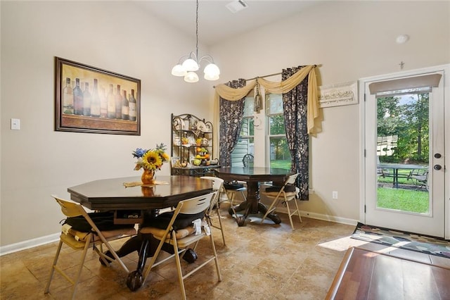 dining room with an inviting chandelier