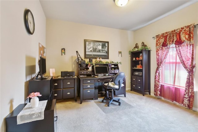 view of carpeted office space