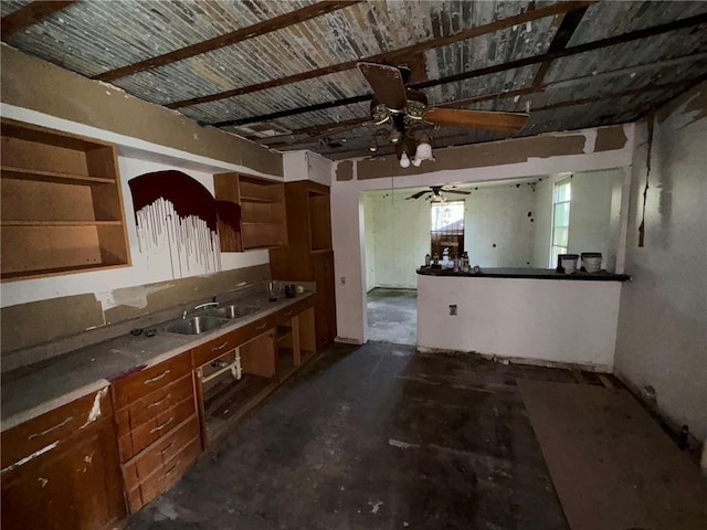 kitchen featuring sink and ceiling fan