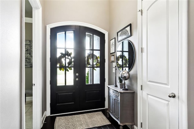 foyer featuring french doors