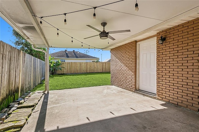 view of patio with ceiling fan