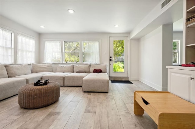 living room featuring light hardwood / wood-style flooring