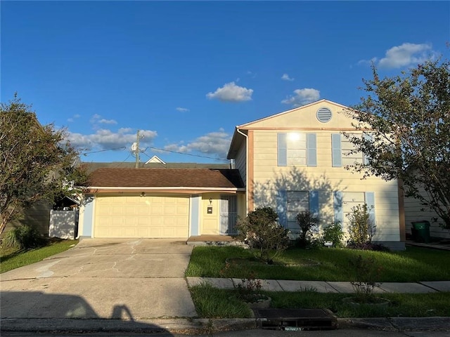 front facade with a garage