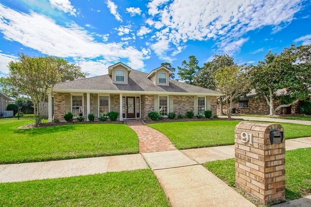 view of front of home featuring a front yard and a porch