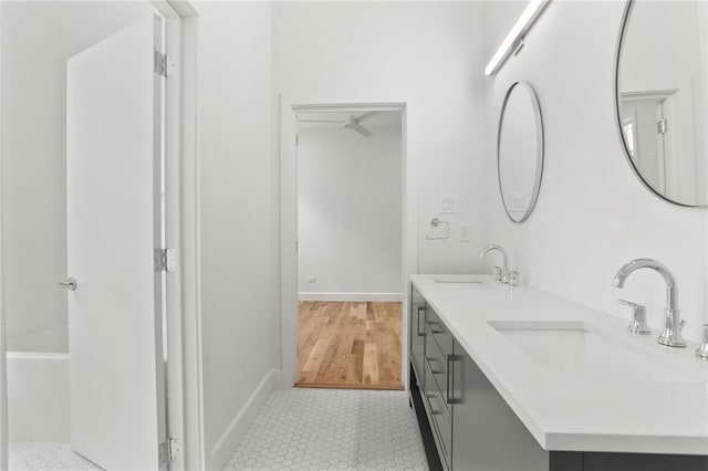 bathroom featuring wood-type flooring and vanity