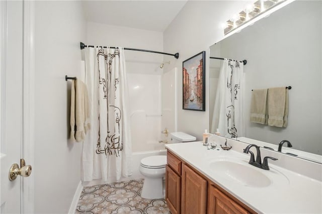 10 Catalpa Trce, Covington, LA 70433 - full bath featuring toilet, vanity, shower / bath combo with shower curtain, and tile patterned flooring