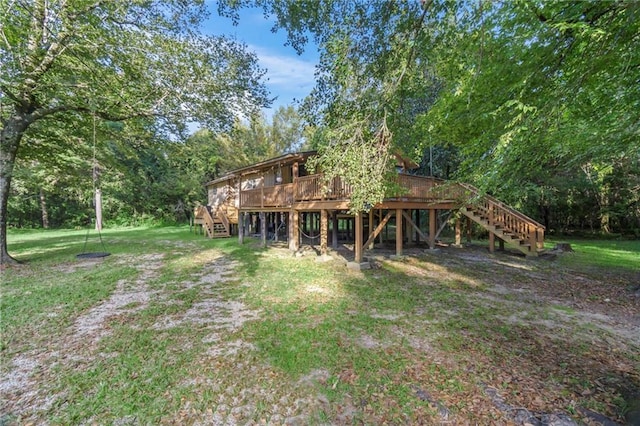 view of yard with a deck