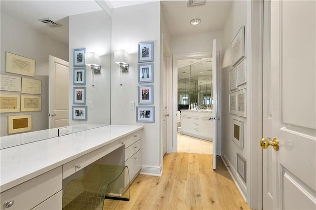 bathroom featuring wood-type flooring and vanity