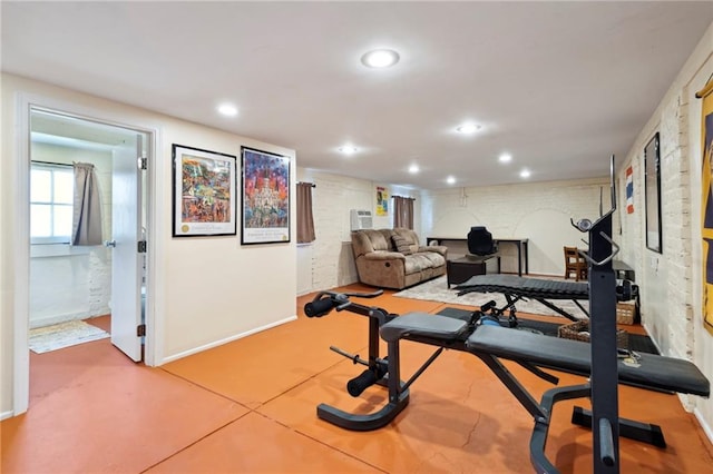 2724 Clover St, New Orleans, LA 70122 - workout room with recessed lighting, baseboards, and a wall mounted AC