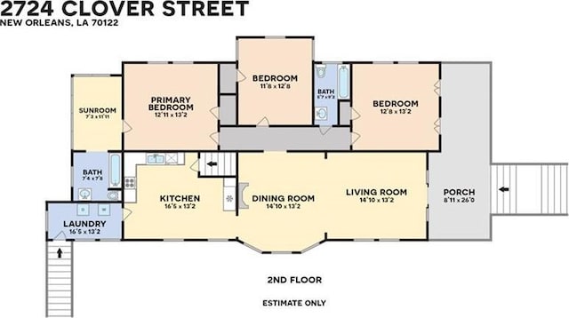 2724 Clover St, New Orleans, LA 70122 - property floor plan