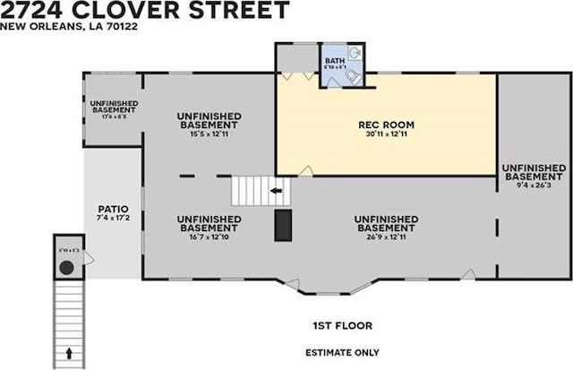 2724 Clover St, New Orleans, LA 70122 - floor plan / room layout