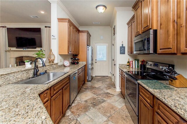 dining space with wood-type flooring, decorative columns, and ornamental molding