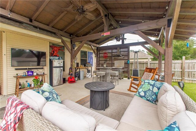 view of pool featuring a storage shed, a patio area, and a lawn