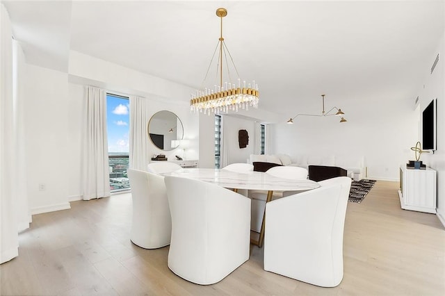 dining room with light wood-type flooring