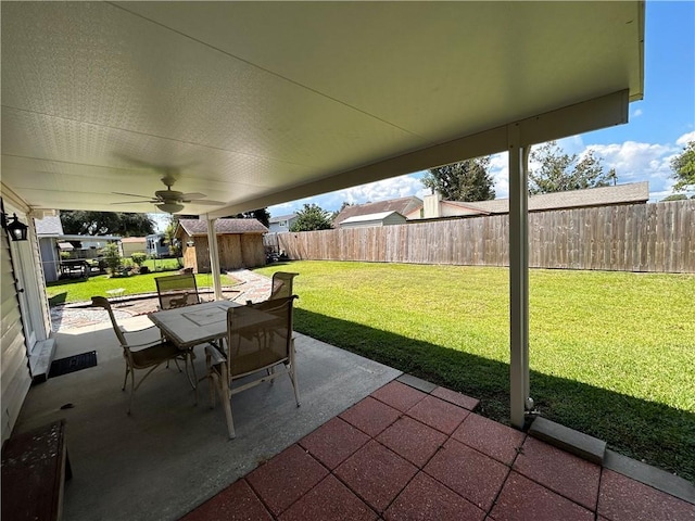 view of patio / terrace featuring ceiling fan