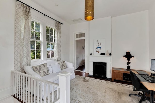 interior space with hardwood / wood-style floors