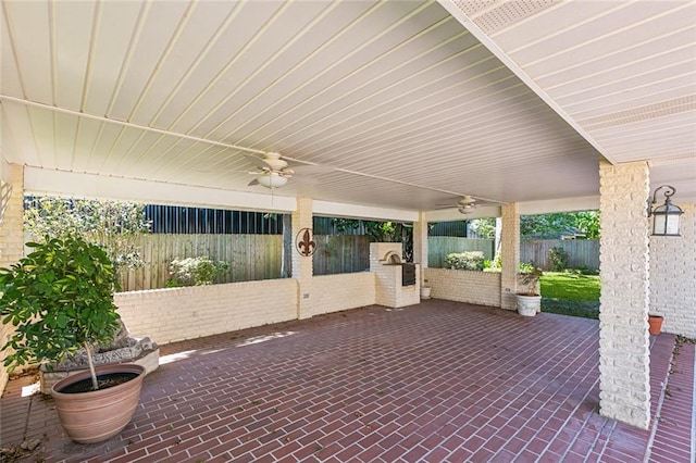 view of patio / terrace featuring ceiling fan