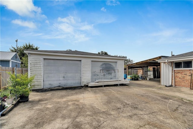 view of garage