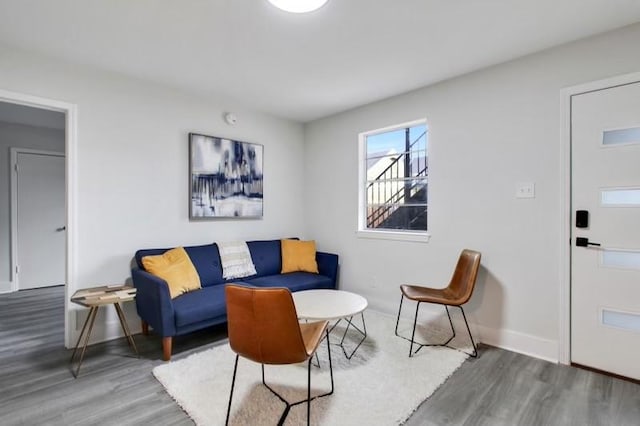 sitting room featuring hardwood / wood-style flooring