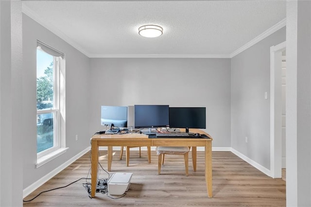 3730 Huntlee Dr, New Orleans, LA 70131 - office space with light wood finished floors, crown molding, baseboards, and a textured ceiling