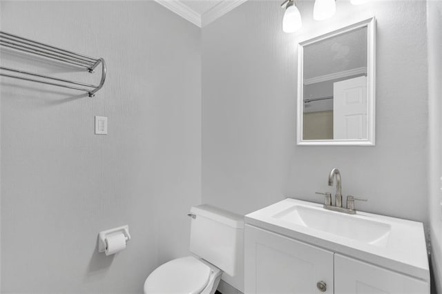3730 Huntlee Dr, New Orleans, LA 70131 - half bathroom with crown molding, vanity, and toilet