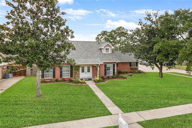 cape cod house featuring a front yard