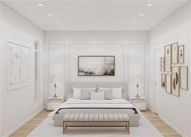 bedroom featuring light hardwood / wood-style floors