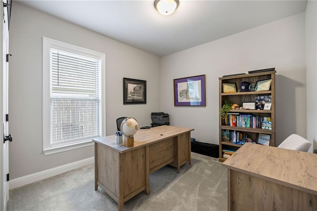 view of carpeted home office