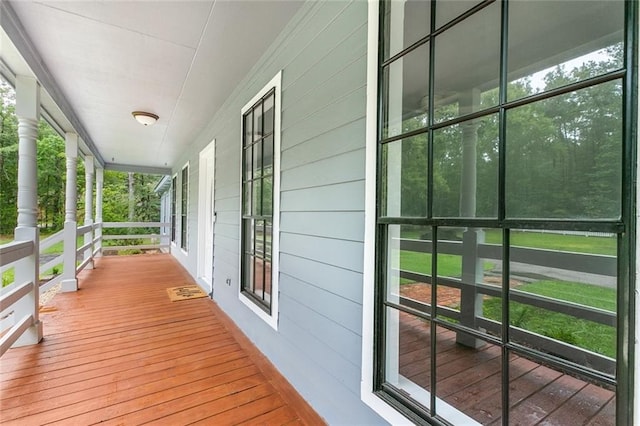 deck with covered porch