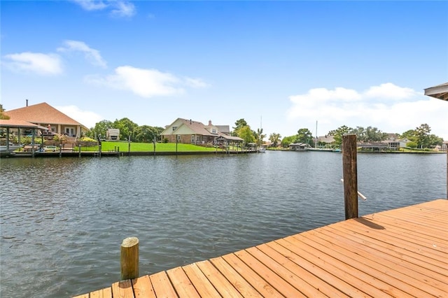 dock area featuring a water view