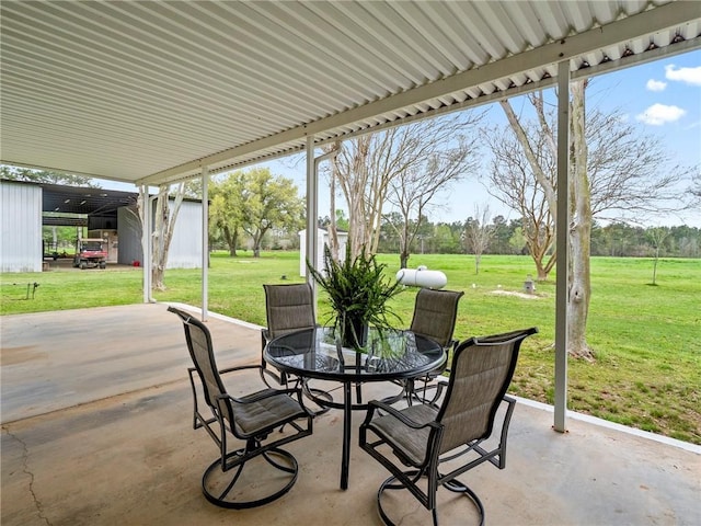 view of patio / terrace with a storage unit