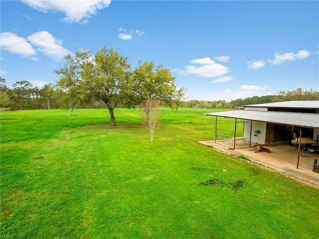 view of yard with a rural view