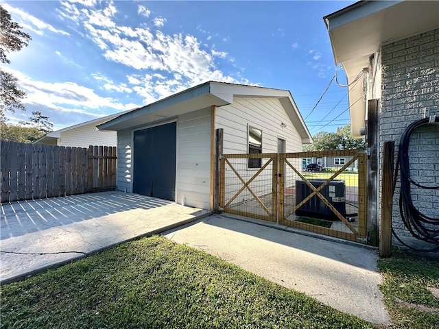 garage with central AC unit