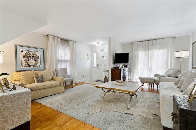 living room with hardwood / wood-style floors